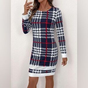 Blue and red plaid dress